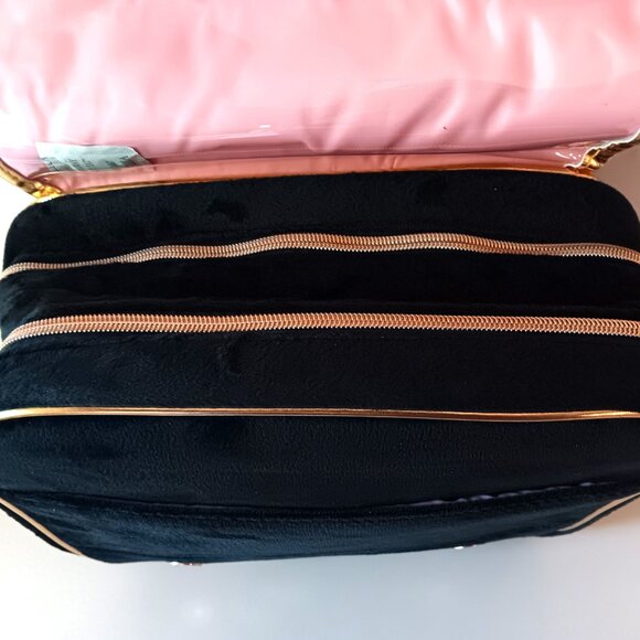 NWT💥 JUICY COUTURE BLACK & GOLD VELOUR LARGE TRAVEL COSMETIC BAG - Picture 6 of 10